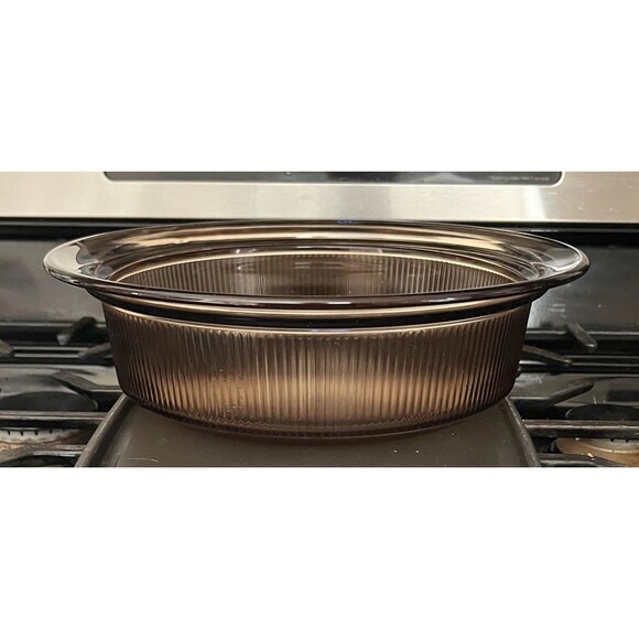 Vtg Vision Ware Corning USA Amber Ribbed Baking Dish 2.5 QT 2.5 L V-33-B NO LID - Picture 3 of 8